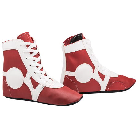 Купить Обувь для самбо SM-0102, кожа, красный Rusco в Невельске 